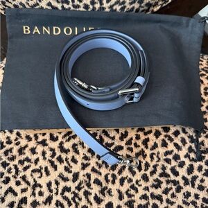 Bandolier Smoke Blue Leather Crossbody Strap.